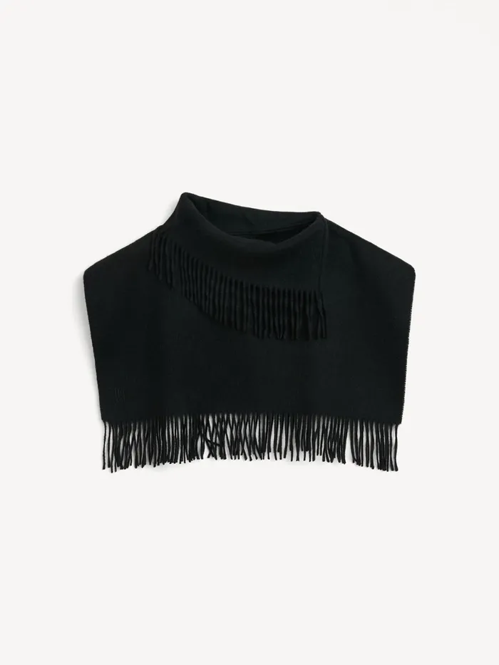 Scarves Women By Malene Birger Turtla Wool Fringe Bib Black
