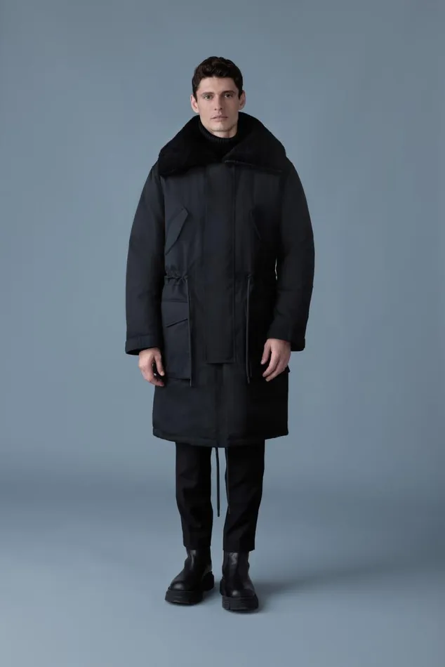 Shearling Jackets Men Mackage LEON Shearling Collar Down Parka Black