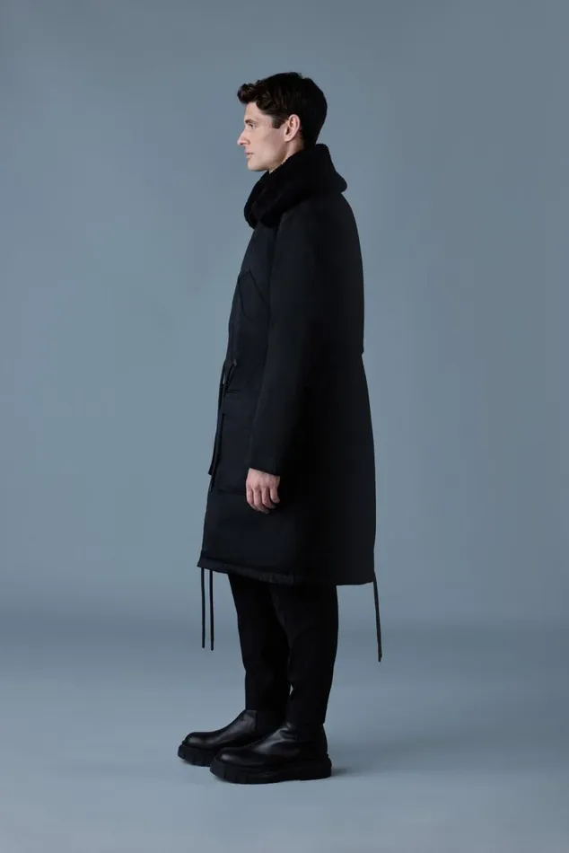 Shearling Jackets Men Mackage LEON Shearling Collar Down Parka Black Shearling Jackets Men Mackage LEON Shearling Collar Down Parka Black