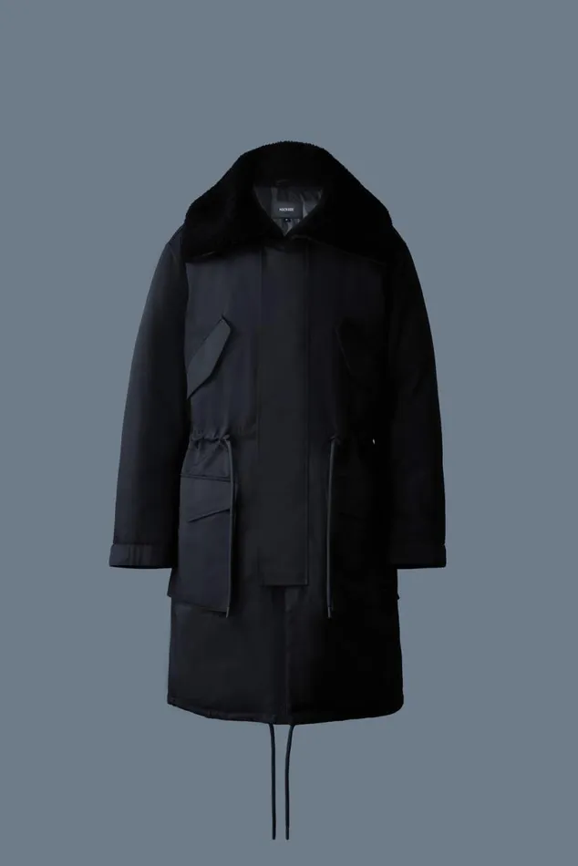 Shearling Jackets Men Mackage LEON Shearling Collar Down Parka Black Shearling Jackets Men Mackage LEON Shearling Collar Down Parka Black