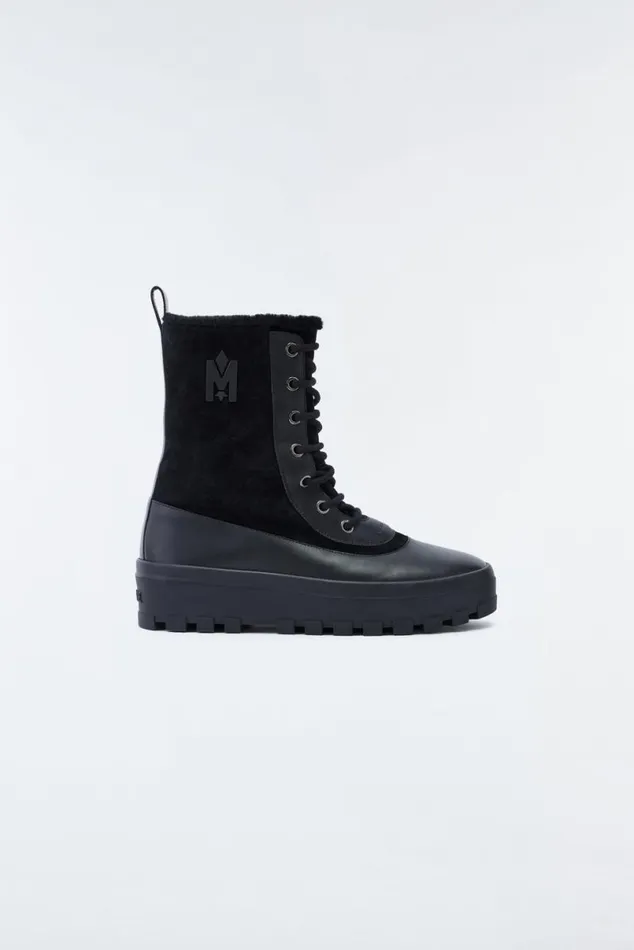 Shearling Lined Boots Men Mackage HERO Lamb Suede Winter Boot For Men Black