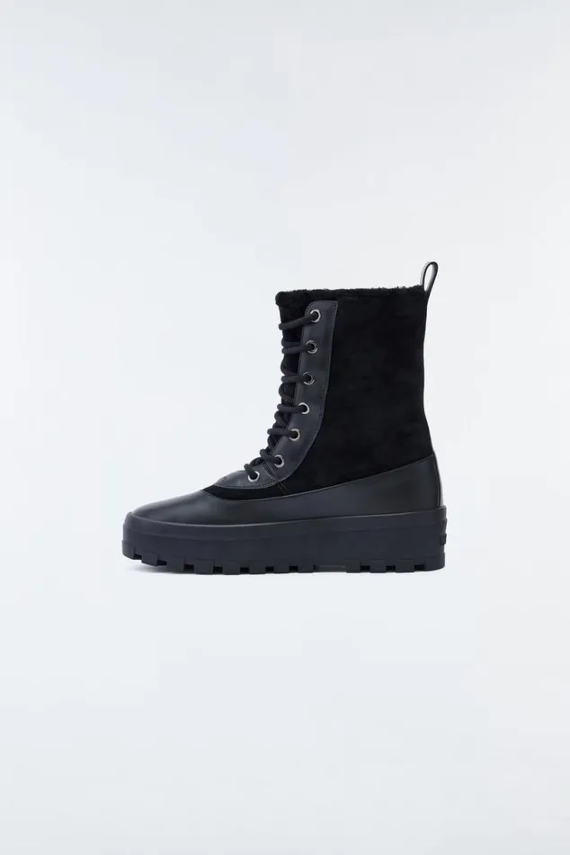 Shearling Lined Boots Men Mackage HERO Lamb Suede Winter Boot For Men Black Shearling Lined Boots Men Mackage HERO Lamb Suede Winter Boot For Men Black