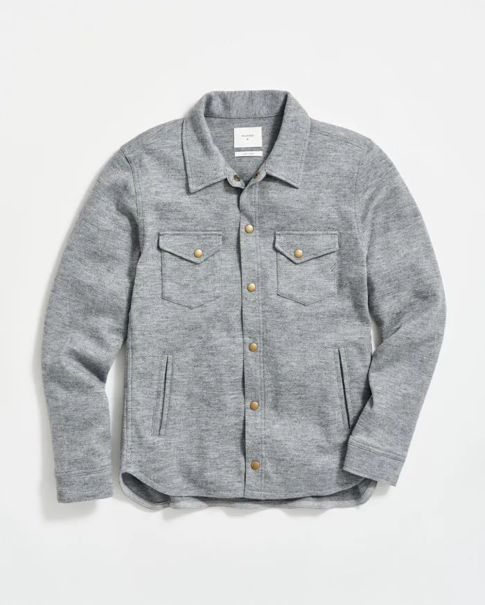 Shirting Men Billy Reid Herringbone Wool Shirt Jacket Medium Grey