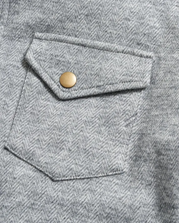 Shirting Men Billy Reid Herringbone Wool Shirt Jacket Medium Grey