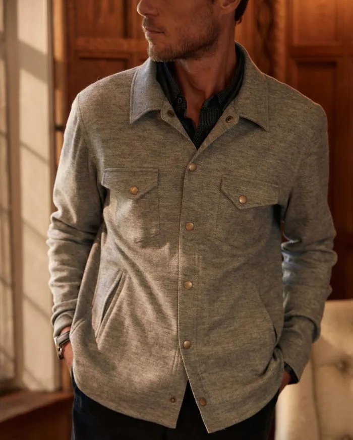 Shirting Men Billy Reid Herringbone Wool Shirt Jacket Medium Grey