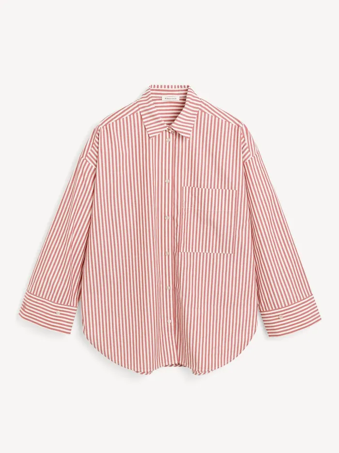 Shirts and Blouses Women By Malene Birger Derris Organic Cotton Shirt Red White Stripes Shirts and Blouses Women By Malene Birger Derris Organic Cotton Shirt Red White Stripes