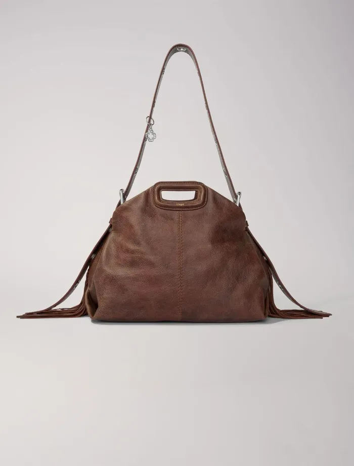 Shoulder Bags Women Maje Miss M Bag In Vintage Leather Old Brown