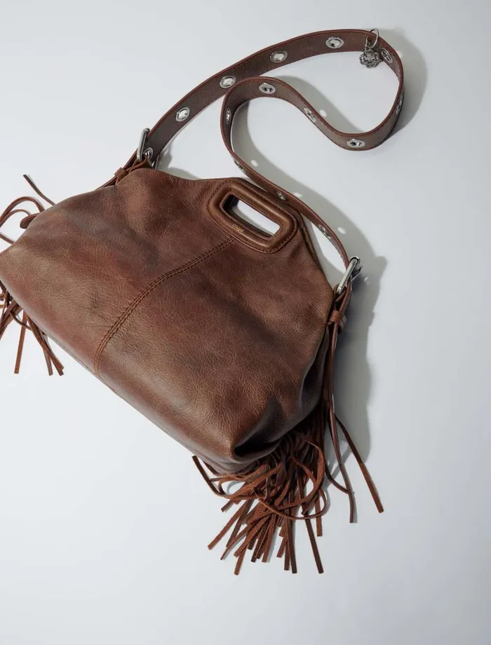 Shoulder Bags Women Maje Miss M Bag In Vintage Leather Old Brown