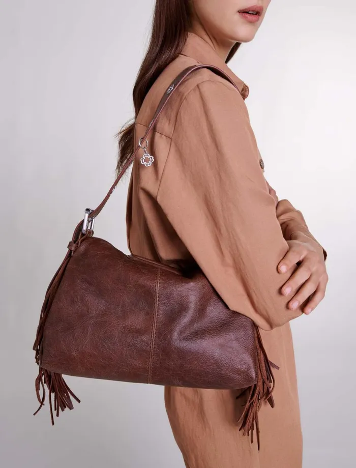 Shoulder Bags Women Maje Miss M Bag In Vintage Leather Old Brown