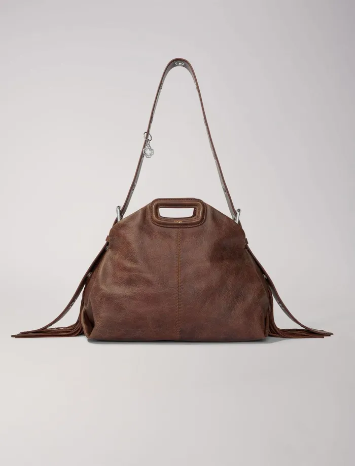 Shoulder Bags Women Maje Miss M Bag In Vintage Leather Old Brown