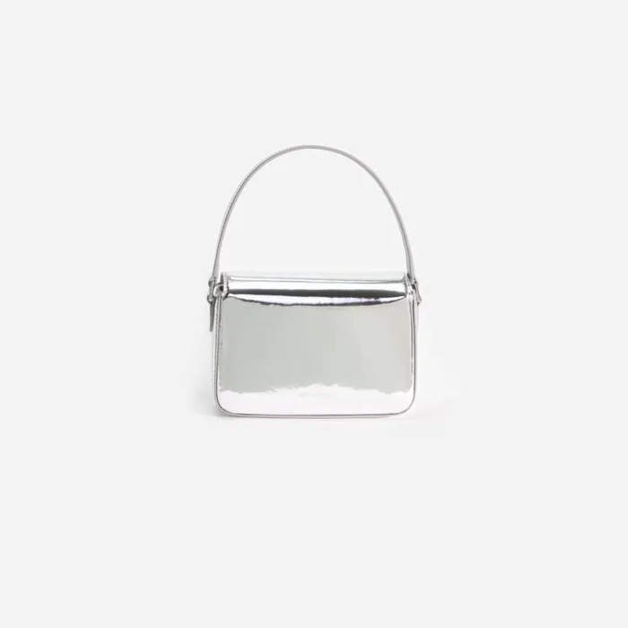 Silver Leather Micro Bag Women Self Portrait Bride