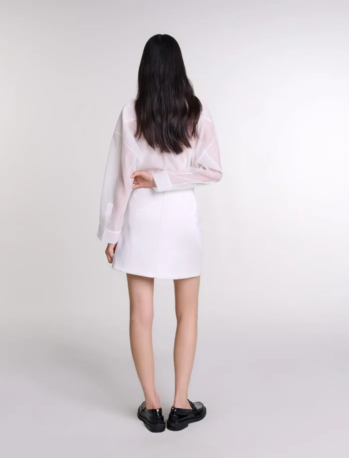 Skirts and Shorts Women Maje Beaded Satin Floral Skirt White