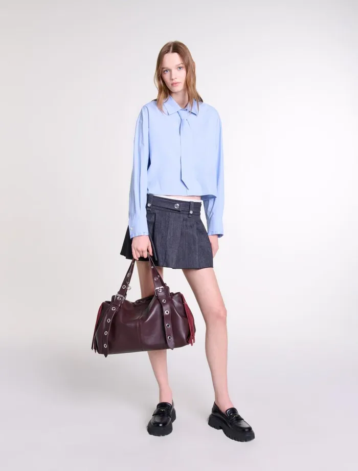 Skirts and Shorts Women Maje Black DenimEffect Mini Skirt Black