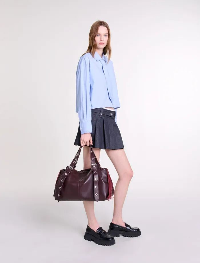 Skirts and Shorts Women Maje Black DenimEffect Mini Skirt Black