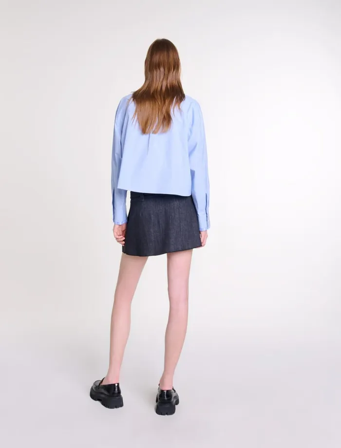 Skirts and Shorts Women Maje Black DenimEffect Mini Skirt Black