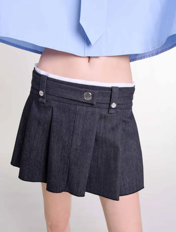 Skirts and Shorts Women Maje Black DenimEffect Mini Skirt Black