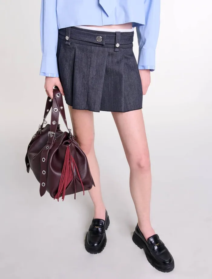 Skirts and Shorts Women Maje Black DenimEffect Mini Skirt Black