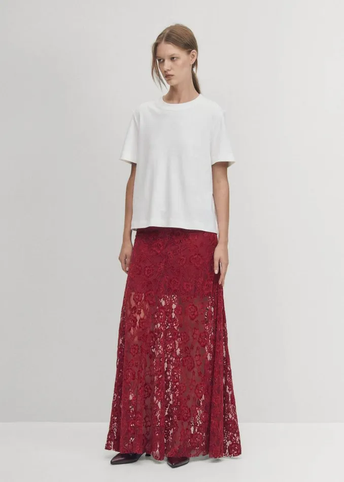Skirts Women ALOHAS Bundi Lace Wine Skirt