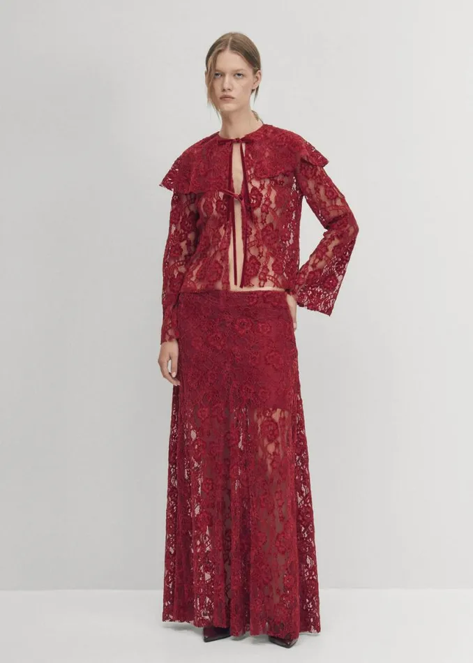 Skirts Women ALOHAS Bundi Lace Wine Skirt