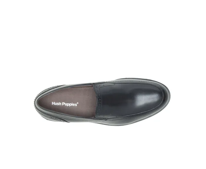 SlipOns Men Shepsky SlipOn Black Leather Hush Puppies