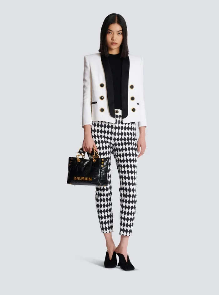 Small 1945 Soft Tote Bag In Crackled Calfskin Black Women Balmain Tote Bags
