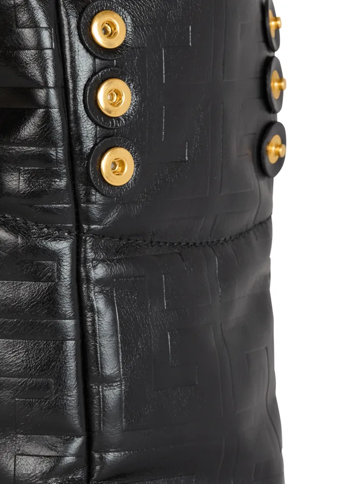 Small 1945 Soft Tote Bag In Crackled Calfskin Black Women Balmain Tote Bags