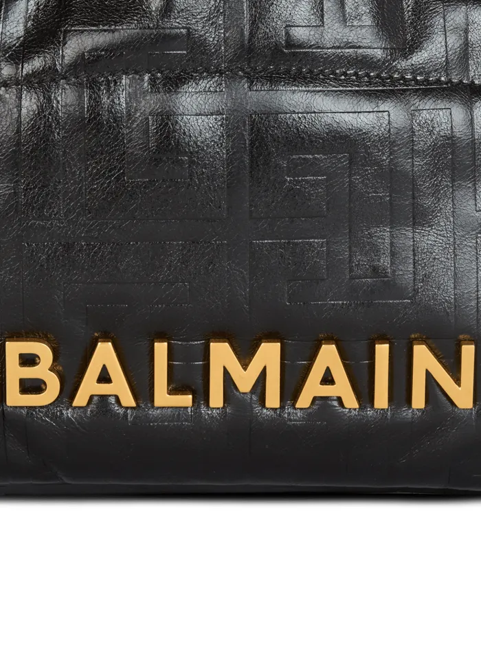 Small 1945 Soft Tote Bag In Crackled Calfskin Black Women Balmain Tote Bags