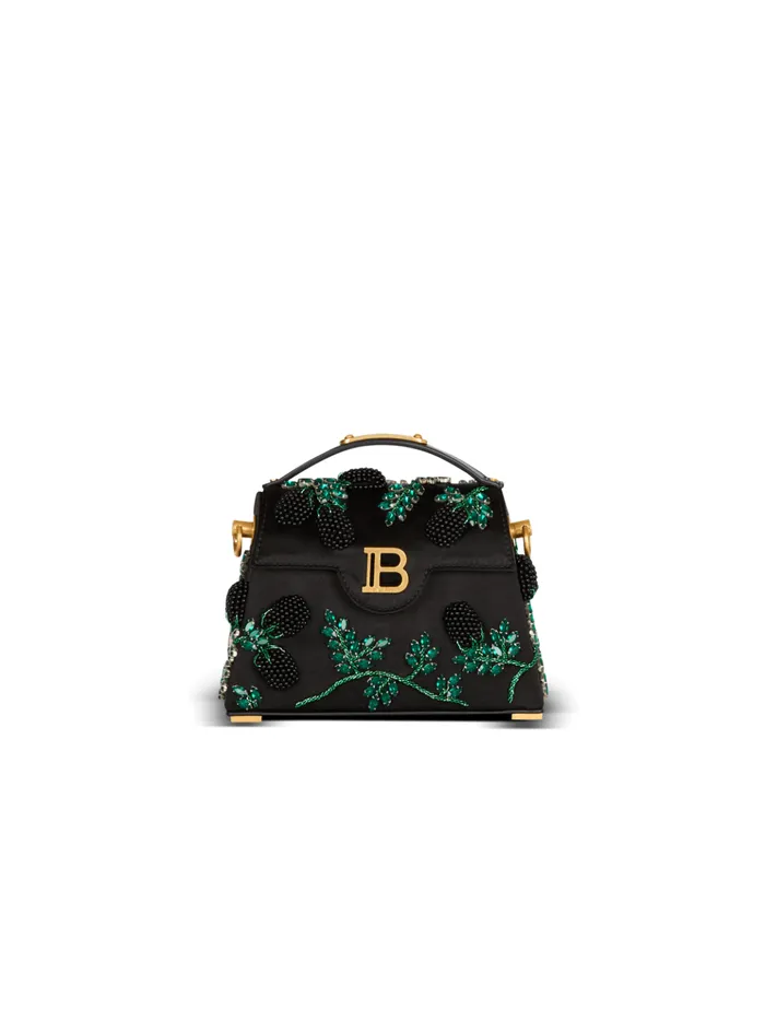 Small BBuzz Dynasty Bag In Blackberryembroidered Satin Black Women Balmain Handbags