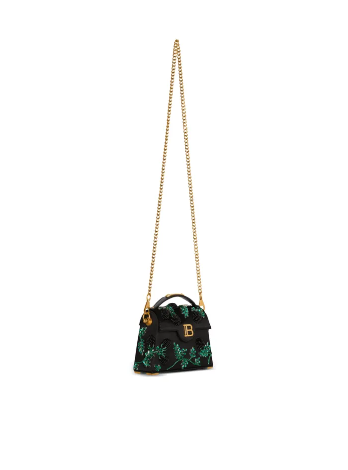 Small BBuzz Dynasty Bag In Blackberryembroidered Satin Black Women Balmain Handbags