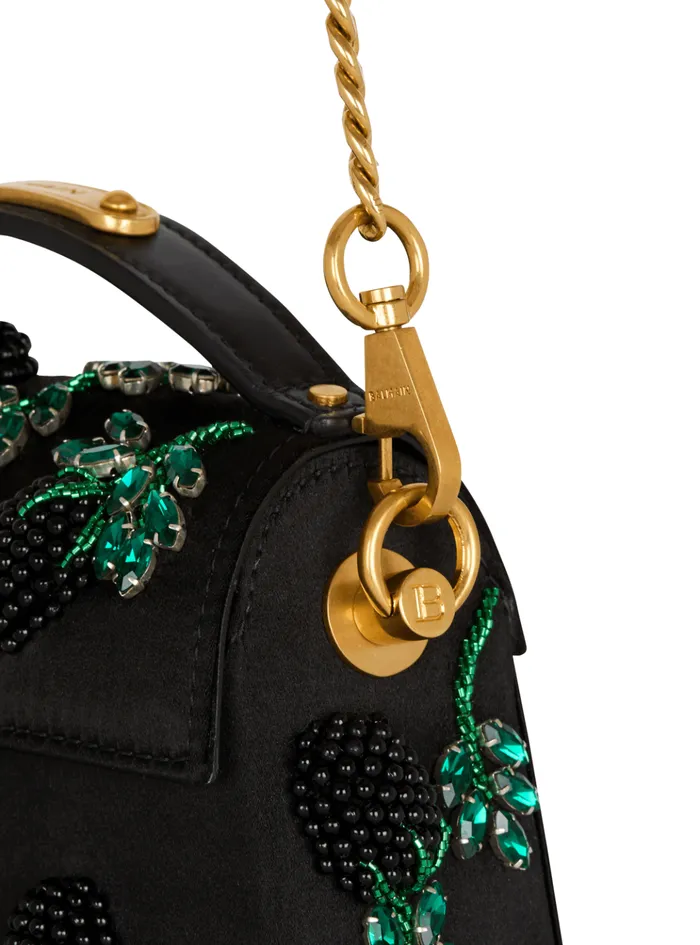 Small BBuzz Dynasty Bag In Blackberryembroidered Satin Black Women Balmain Handbags