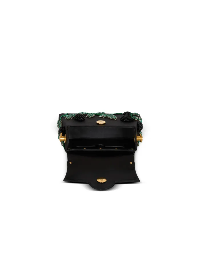 Small BBuzz Dynasty Bag In Blackberryembroidered Satin Black Women Balmain Handbags