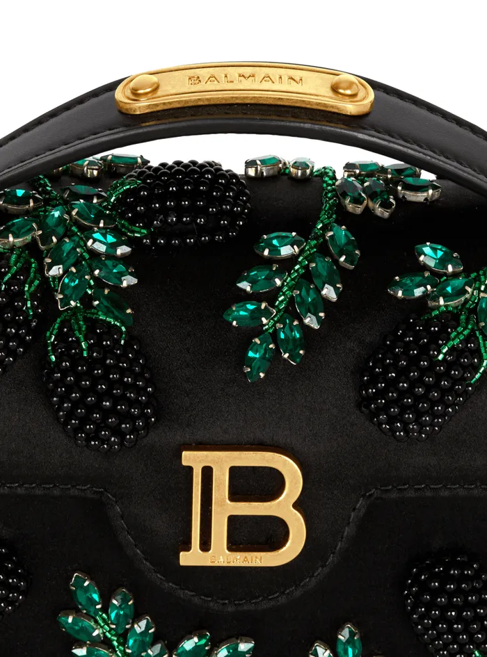 Small BBuzz Dynasty Bag In Blackberryembroidered Satin Black Women Balmain Handbags