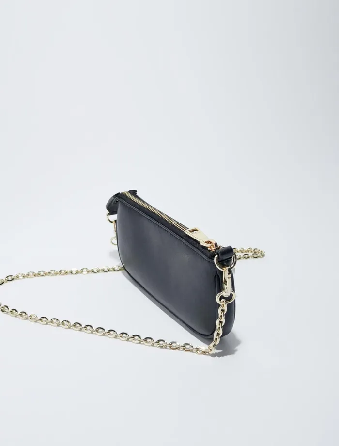 Small Leather Goods Women Maje Small Leather Clutch Bag Black