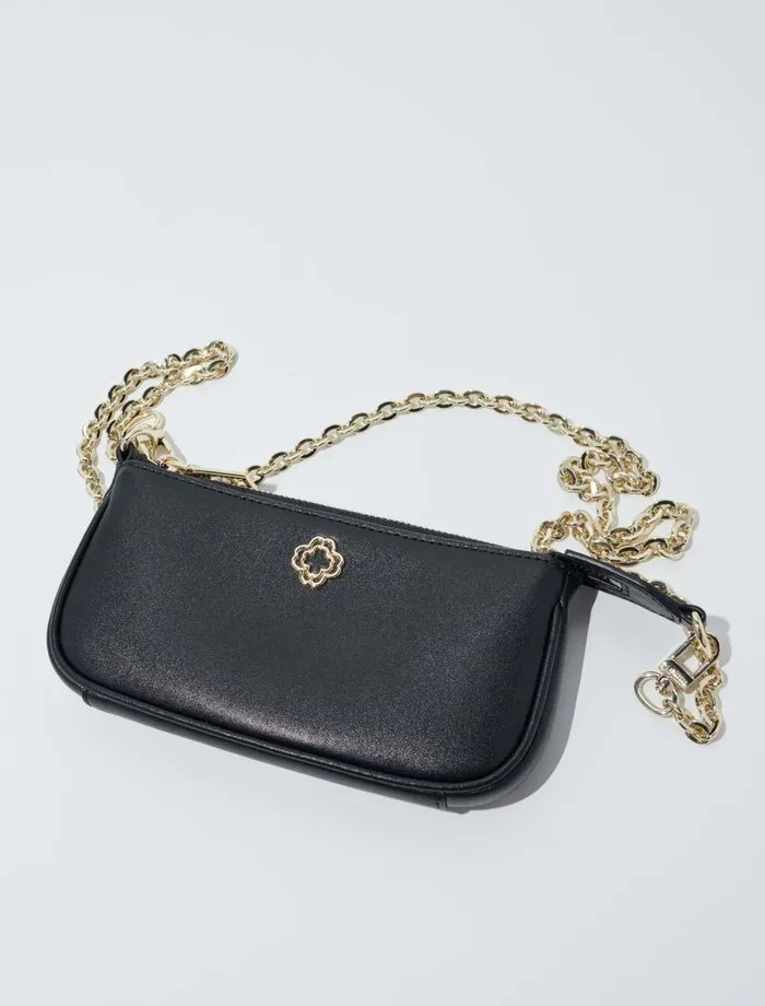 Small Leather Goods Women Maje Small Leather Clutch Bag Black