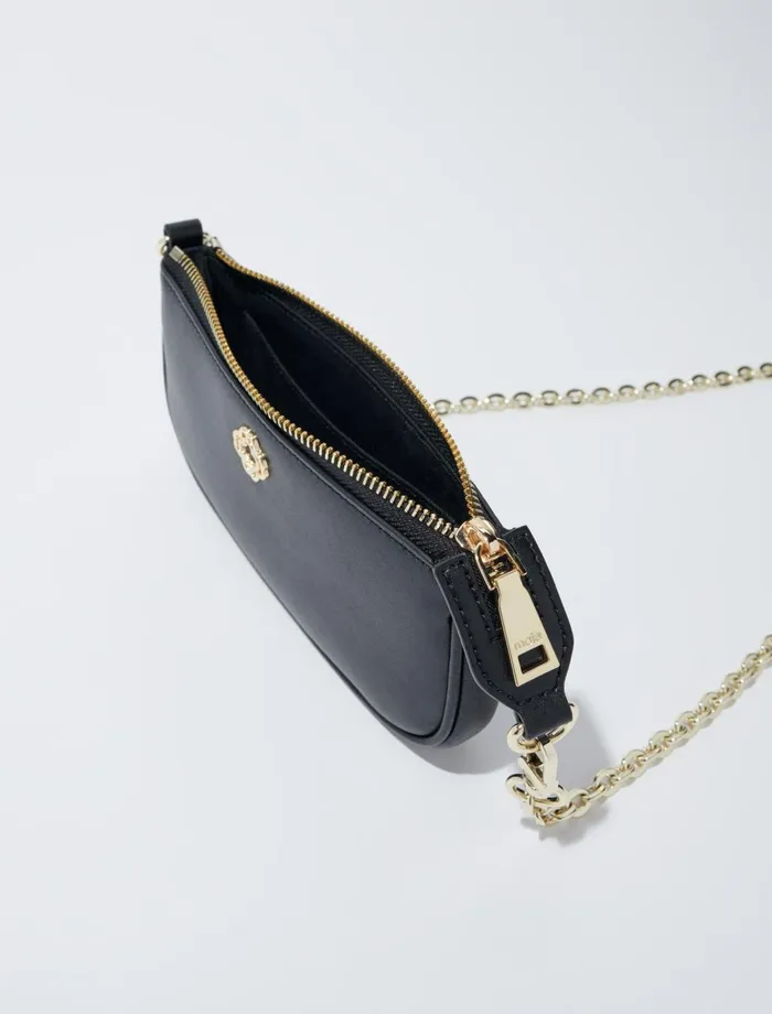 Small Leather Goods Women Maje Small Leather Clutch Bag Black