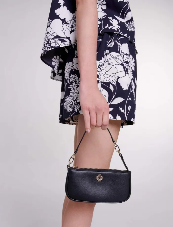 Small Leather Goods Women Maje Small Leather Clutch Bag Black