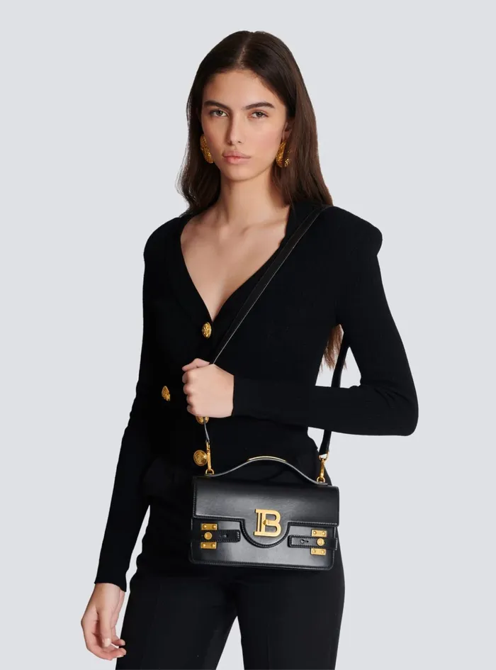 Smooth Leather BBuzz 24 Bag Black Women Balmain Handbags