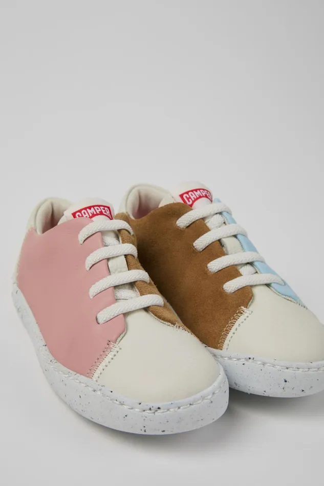 Sneakers Kids Camper Twins Multicolor Leather And Nubuck Sneakers