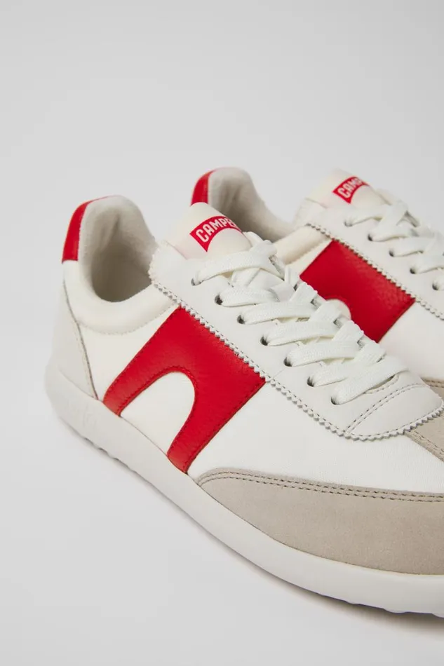 Sneakers Women Camper Pelotas XLite White And Red Leather And Textile Sneakers