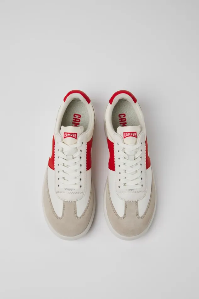 Sneakers Women Camper Pelotas XLite White And Red Leather And Textile Sneakers Sneakers Women Camper Pelotas XLite White And Red Leather And Textile Sneakers