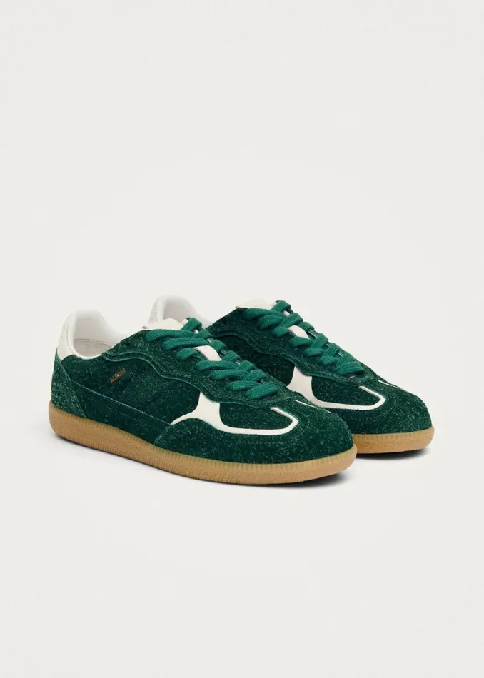 Sneakers WomenMen ALOHAS Tb490 Rife Suede Fuzzy Green Leather Sneakers