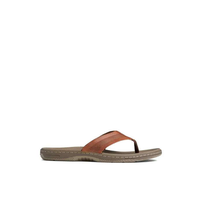 Sperry Havasu Perf Flip Flop Brown Leather Perf Men Sandals