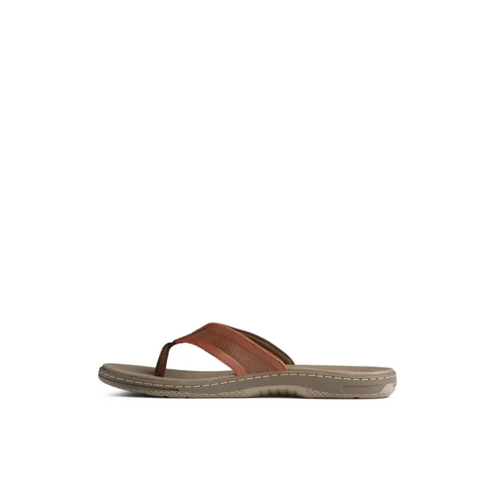 Sperry Havasu Perf Flip Flop Brown Leather Perf Men Sandals