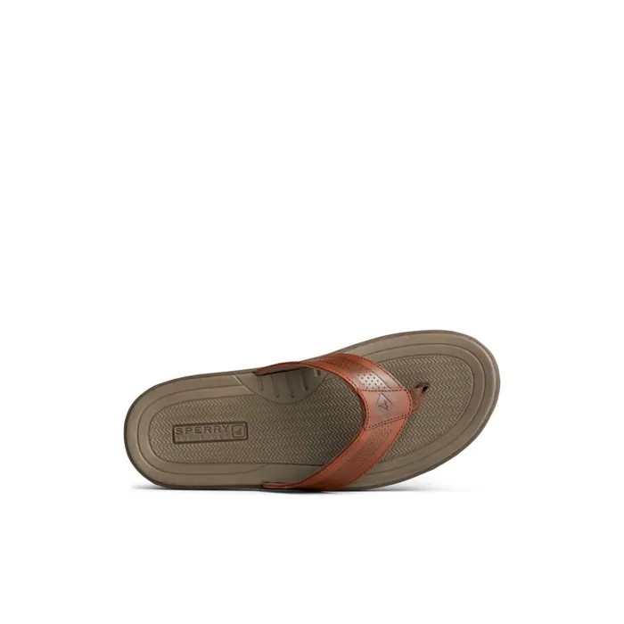 Sperry Havasu Perf Flip Flop Brown Leather Perf Men Sandals
