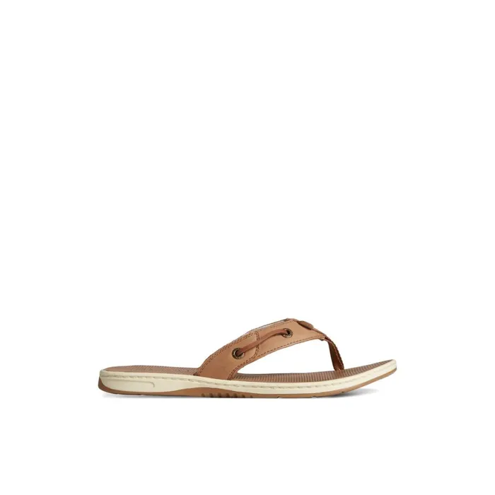 Sperry Seafish Leather Flip Flop Dark Beige Women Sandals