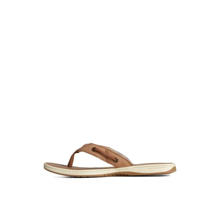 Sperry Seafish Leather Flip Flop Dark Beige Women Sandals