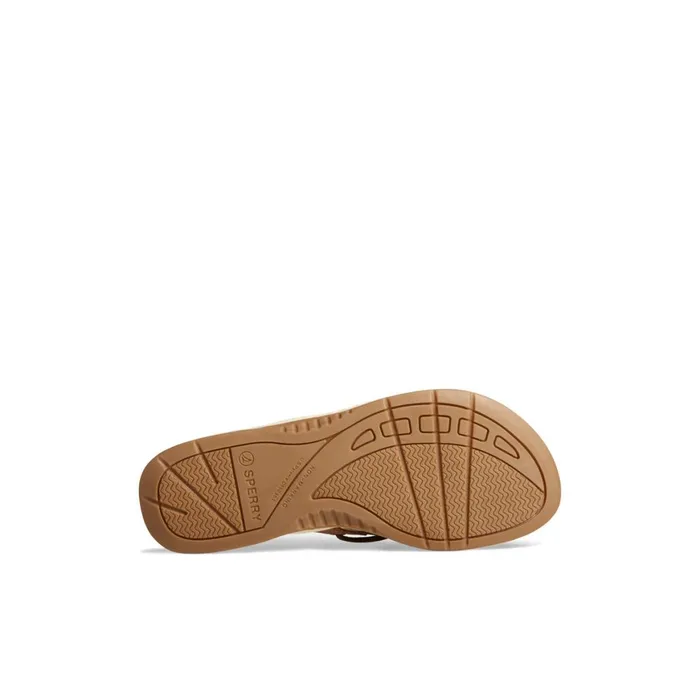 Sperry Seafish Leather Flip Flop Dark Beige Women Sandals