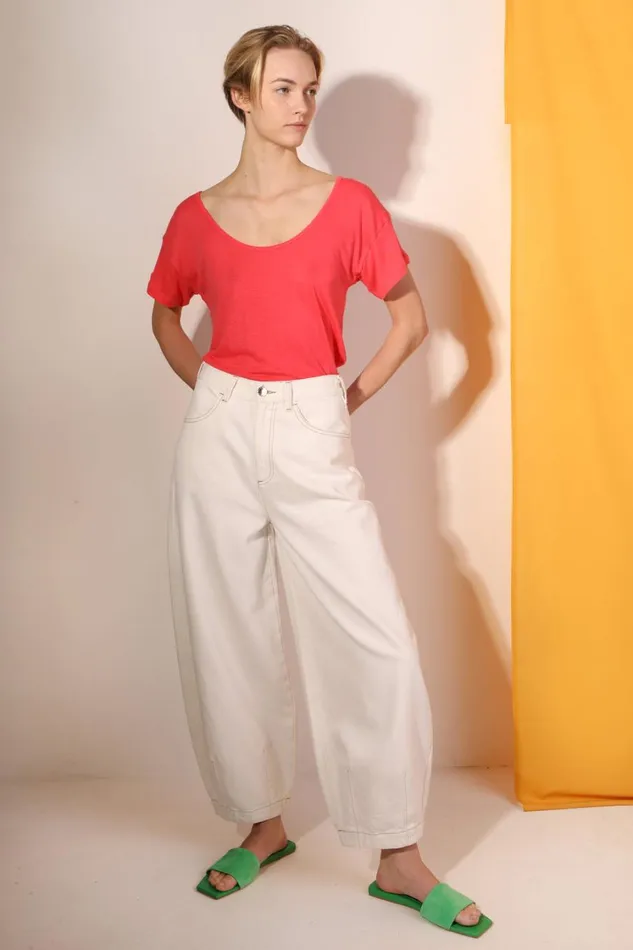 Square Cut Tee Raspberry Womens LF Markey Tops