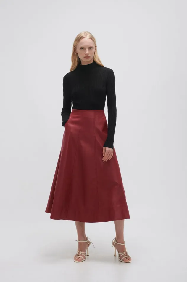 Stanhope Midi Skirt Mahogany Red Women Aje Skirts