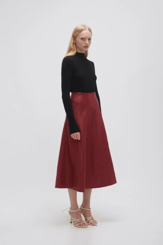 Stanhope Midi Skirt Mahogany Red Women Aje Skirts